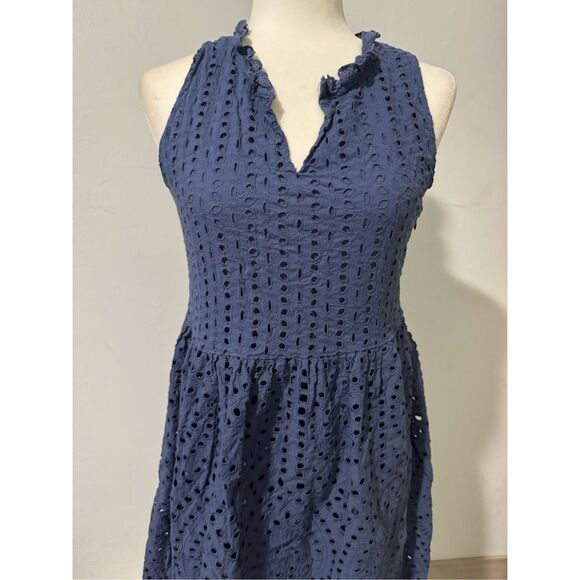 Sundance Blue eyelet Promise dress scalloped ruffle M - Picture 9 of 9